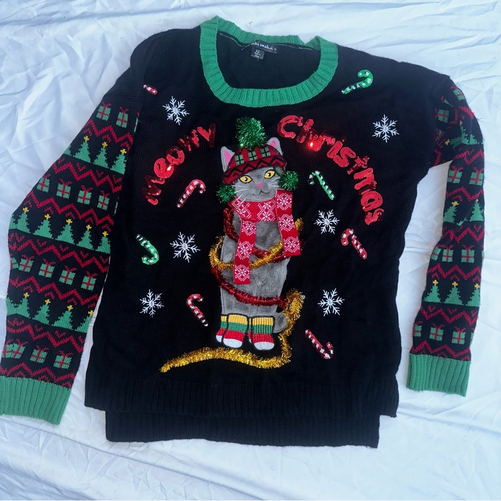 United States Sweaters Cat Christmas Black Sweaters for Women Size XL NWT